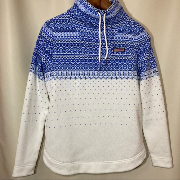 Vineyard Vines Sweaters - Vineyard Vines FairIsle Pullover Sweater Drawstring Funnel Neck Pockets Sz S